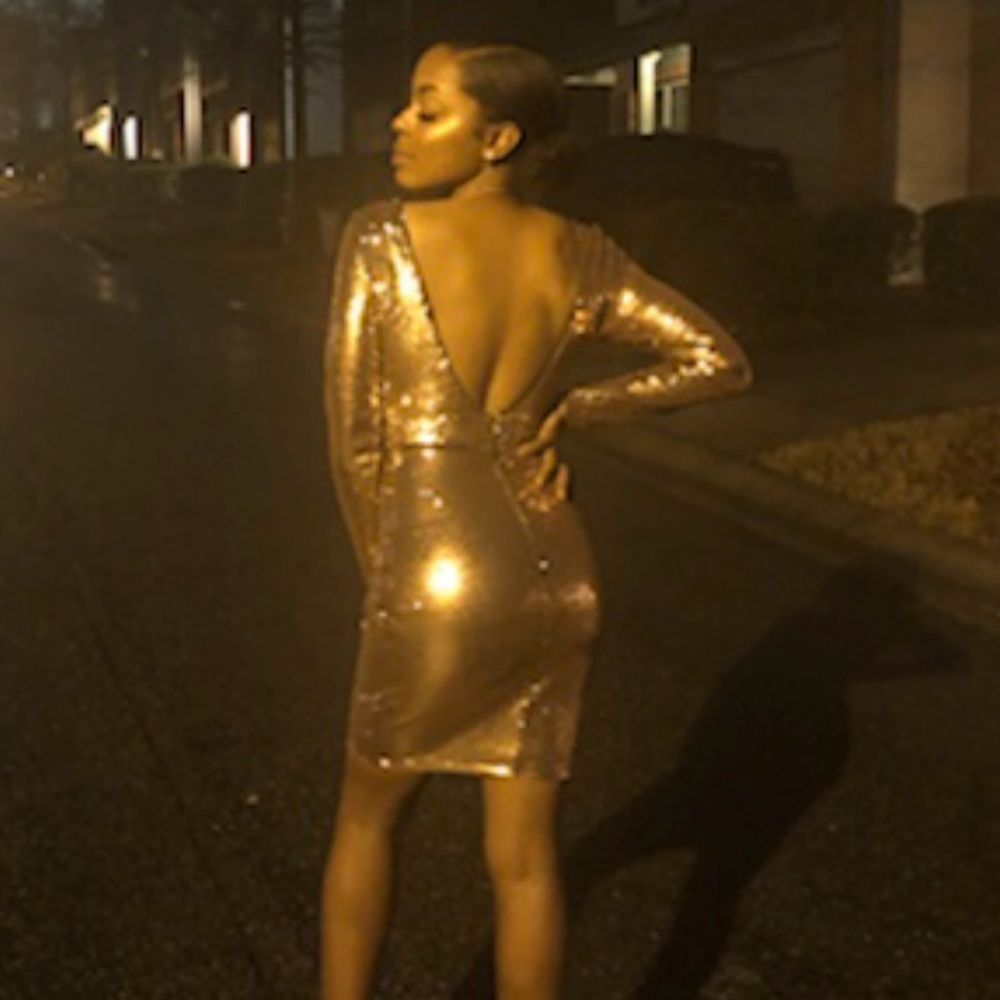 Sequin Open Back Bodycon Dress